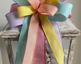 Spring Bow for Wreath, Easter Wreath Bow, Easter Decor, Bow for Easter Basket, Spring Pastel Wreath Bow, Easter Pastel Lantern Bow