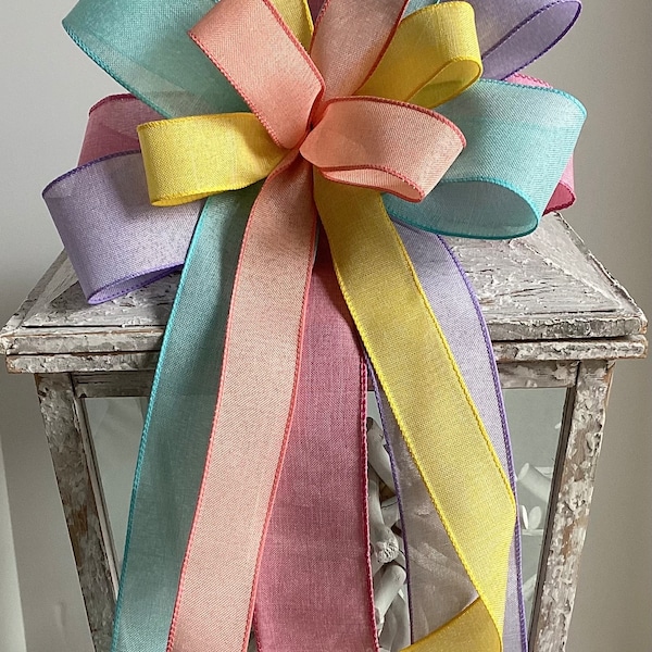 Spring Bow for Wreath, Easter Wreath Bow, Easter Decor, Bow for Easter Basket, Spring Pastel Wreath Bow, Easter Pastel Lantern Bow