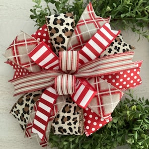 Laço de Natal com estampa de leopardo, laço para árvore de Natal, decoração de Natal, laço de Natal com estampa de animal, laço de lanterna