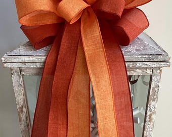 Fall Wreath Bow, Lantern Bow, Fall Door Hanger Bow, Wreath Embellishment, Thanksgiving Bow, Rust Orange Bow, Autumn Bow, Fall Decor