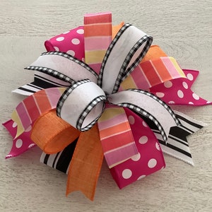 Summer Wreath Bow, Lantern Bow, Door Hanger Bow,  Wreath Embellishment, Spring Wreath Bow, Polka Dot Bow