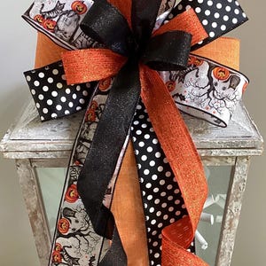 Halloween Kranz Schleife, Halloween Laterne Schleife, Orange Schwarz & Weiß Herbst Schleife, Halloween Dekor, Türhänger Schleife