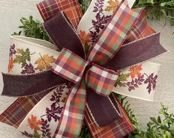 Plum & Rust Thanksgiving Wreath Bow: Fall Lantern Decor