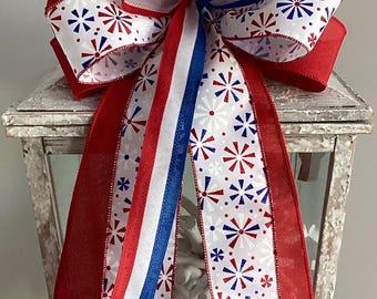 Patriotic Bow, 4th of July Bow, July 4th Decoration, Memorial Day Bow, Patriotic Wreath Bow, USA Bow, Patriotic Door Hanger Bow,