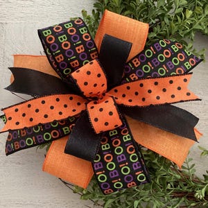 Halloween Kranz Bow: Gruseliger Print, Orange, Lila, und Grün