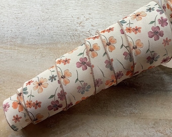 5 Yards Spring Floral Print Wired Ribbon 2.5” Wide - Spring Natural Mini Floral Print