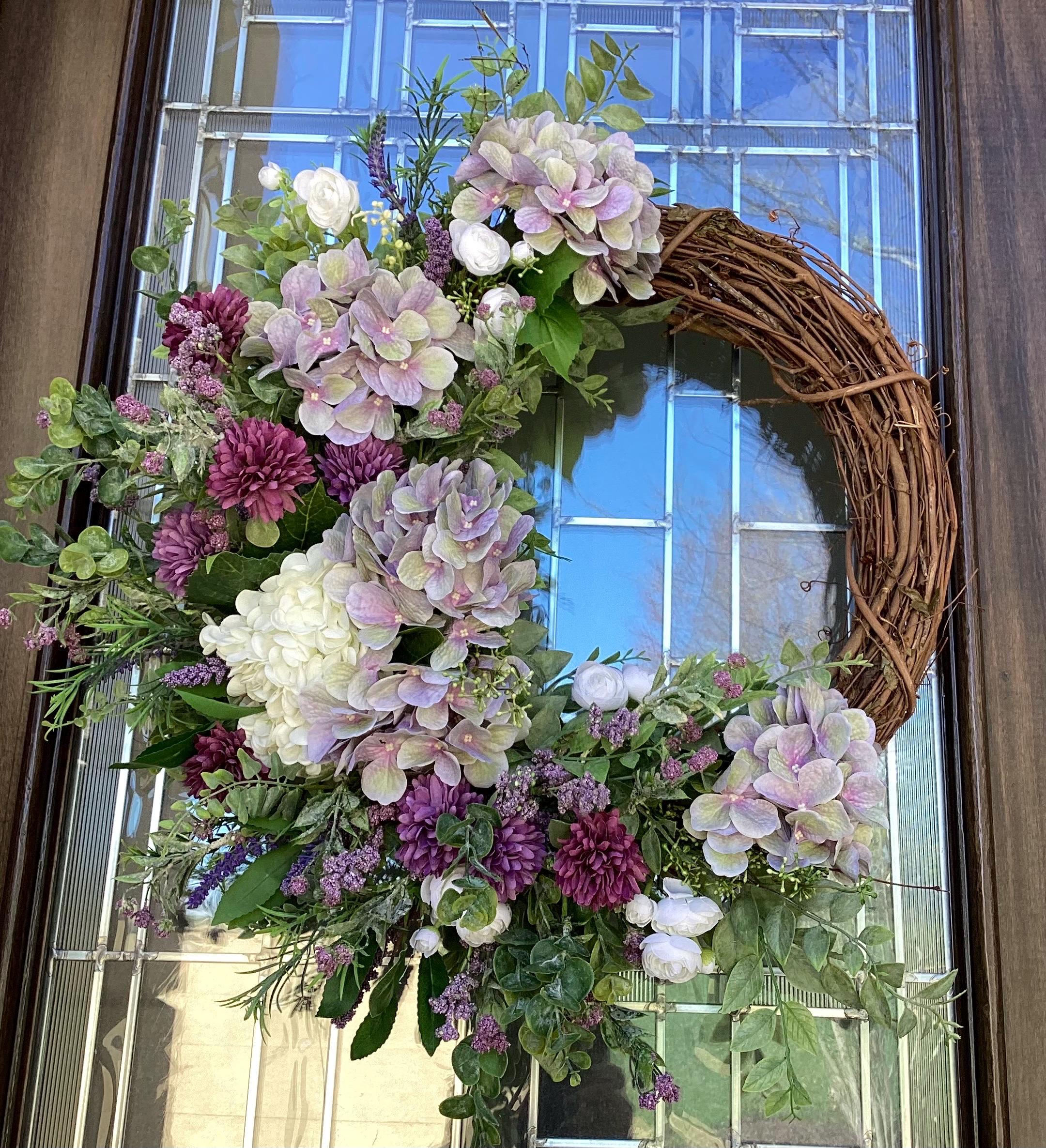 29”x 26” Spring Hydrangea Wreath, Spring Wreath, Easter Wreath ...