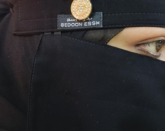 Niqab, niqab corto, niqab a uno strato, niqab con spilla, nuovo niqab dizine, niqab nero, niqab con patta