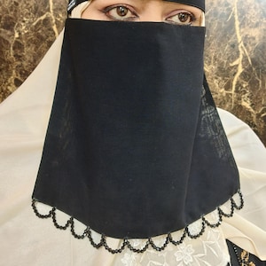 Niqab, Naqab, Saudi niqab, face mask,nose piece, string niqab, stylish niqab, face hijab black hand work niqab, Muslim women girls niqab