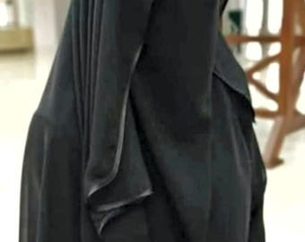 Niqab noir voile de pépins, style arabe