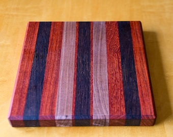 Handmade Edge Grain Butcher Block: Walnut, Padauk & Wenge