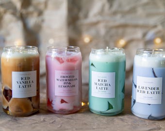 Candles | Drink Candles | Iced Coffee Candle | Watermelon Lemonade Candle | Iced Lavender Latte Candle | Iced Matcha Candle |Cute Candle