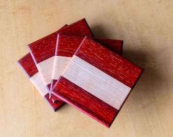 Exotic Wood Coaster Set | Paduak and Maple, Handmade