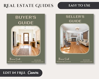 Real Estate Buyer and Seller Guide, Buyer Packet & Seller, Home Buyer Canva Printable Guide, Real Estate Agent Marketing Template Bundle