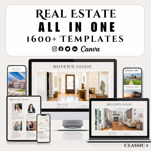 Plantillas inmobiliarias (todo en uno), paquete de plantillas inmobiliarias, paquete de Canva, plantillas de Canva, plantillas de Instagram, plantillas para agentes inmobiliarios