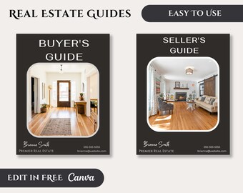 Real Estate Buyer and Seller Guide, Buyer Packet & Seller, Home Buyer Canva Printable Guide, Real Estate Agent Marketing Template Bundle