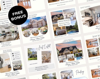 Real Estate Template Bundle, Real Estate Social Media Marketing Instagram Templates, Real Estate Agent Marketing Realtor Branding IG