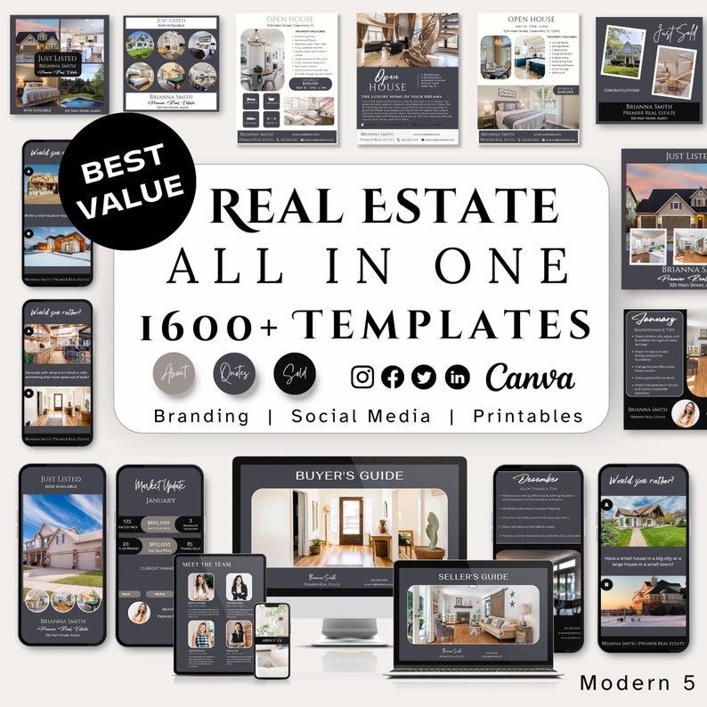 Real Estate Marketing Templates Bundle Realtor Marketing Etsy Real Estate Marketing Templates Bundle Realtor Marketing Etsy