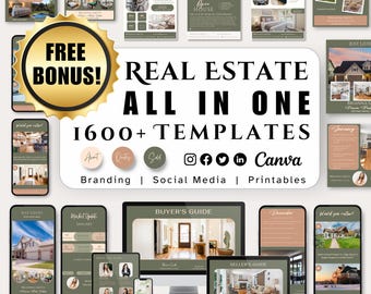 Real Estate Marketing Kit Templates Bundle, Realtor Marketing Branding, Real Estate Agent Instagram Social Media Posts, Facebook