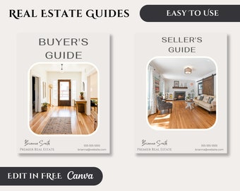 Real Estate Buyer and Seller Guide, Buyer Packet & Seller, Home Buyer Canva Printable Guide, Real Estate Agent Marketing Template Bundle