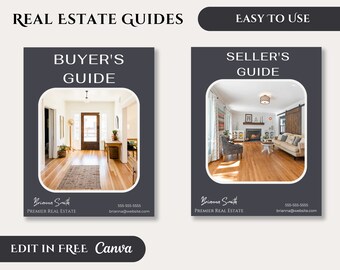 Real Estate Buyer and Seller Guide, Buyer Packet & Seller, Home Buyer Canva Printable Guide, Real Estate Agent Marketing Template Bundle