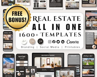 Luxury Real Estate Marketing Kit  Templates Bundle, Realtor Marketing Branding, Real Estate Agent Instagram Social Media Posts, Facebook