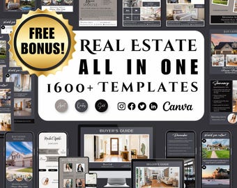 Real Estate Marketing Kit Templates All-In-One Bundle, Realtor Marketing Branding, Real Estate Agent Instagram Social Media Posts, Facebook