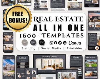 Real Estate Marketing Kit Templates Bundle, Realtor Marketing Branding, Real Estate Agent Instagram Social Media Posts, Facebook