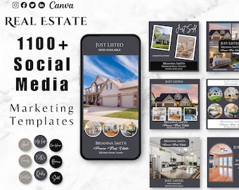 Real Estate Marketing Template Bundle, Social Media Marketing Instagram Templates, Real Estate Agent Marketing, Realtor Branding