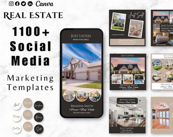 Real Estate Marketing Template Bundle, Social Media Marketing Instagram Templates, Real Estate Agent Marketing, Realtor Branding