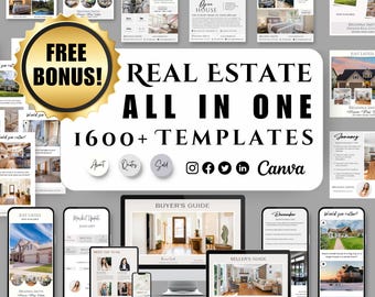 Real Estate Marketing Kit Templates All-In-One Bundle, Realtor Marketing Branding, Real Estate Agent Instagram Social Media Posts, Facebook