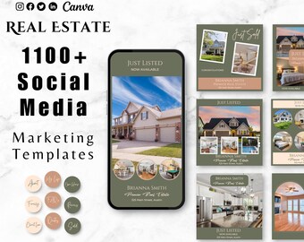 Real Estate Marketing Template Bundle, Social Media Marketing Instagram Templates, Real Estate Agent Marketing, Realtor Branding