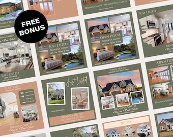 Real Estate Template Bundle, Real Estate Social Media Marketing Instagram Templates, Real Estate Agent Marketing Realtor Branding IG