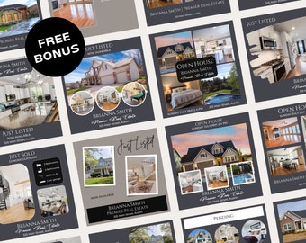 Real Estate Template Bundle, Real Estate Social Media Marketing Instagram Templates, Real Estate Agent Marketing Realtor Branding IG