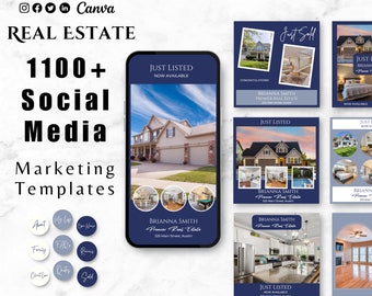 Real Estate Marketing Template Bundle, Social Media Marketing Instagram Templates, Real Estate Agent Marketing, Realtor Branding