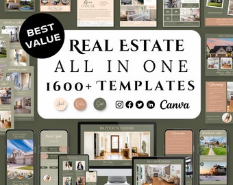 Luxury Real Estate Templates All-In-One Bundle, Realtor Marketing Branding, Real Estate Agent Instagram Social Media Posts, Facebook