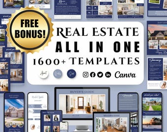 Real Estate Marketing Kit Templates All-In-One Bundle, Realtor Marketing Branding, Real Estate Agent Instagram Social Media Posts, Facebook