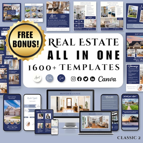 Real Estate Marketing Kit Templates All-In-One Bundle, Realtor Marketing Branding, Real Estate Agent Instagram Social Media Posts, Facebook