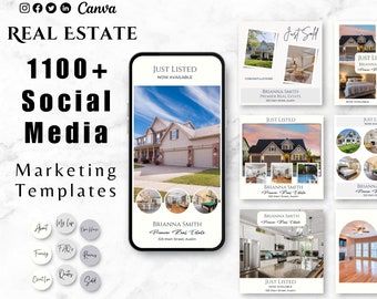 Real Estate Marketing Template Bundle, Social Media Marketing Instagram Templates, Real Estate Agent Marketing, Realtor Branding