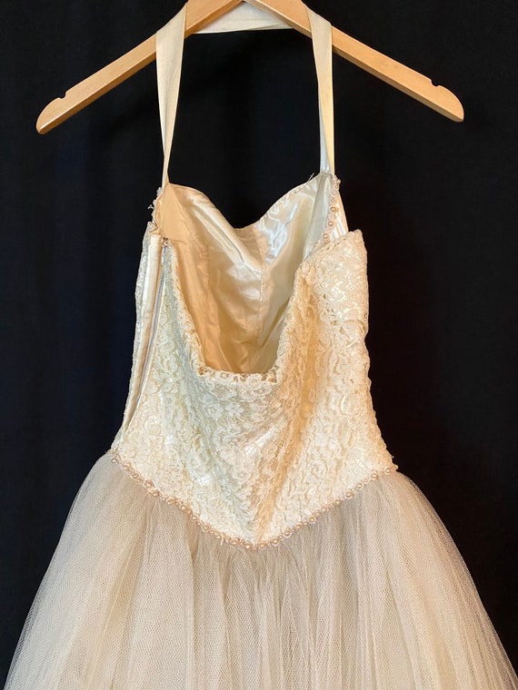 Exquisite Vintage 1950s Wedding Dress Bridal Prin… - image 5