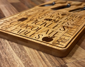laser engraved Bamboo Cheese Board laser engraved design