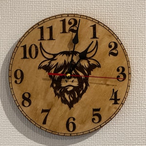 Highland Cow Engraved Clock