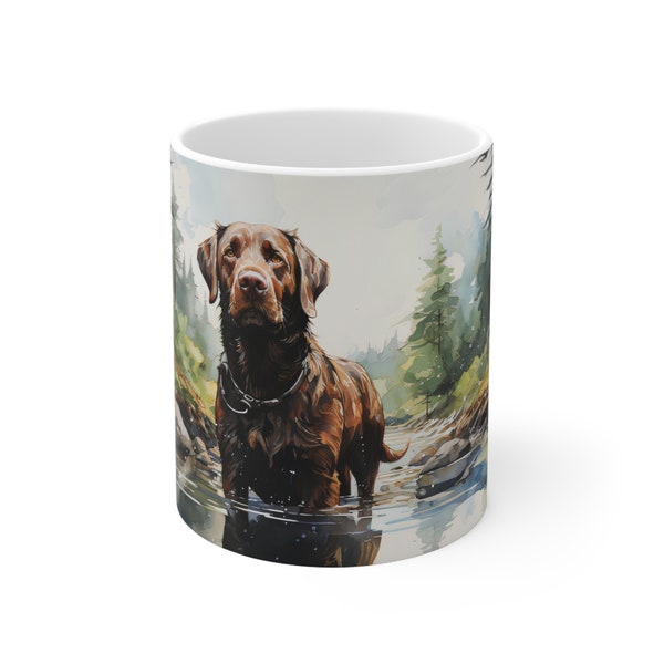 Labrador Retriever Coffee Mug, Chocolate Lab Mug, Dog Lover Gift, Gift Idea, Gift For Dog Dad, Gift for Dog Mom, Dog Mug, Dog Art Cup, Mug