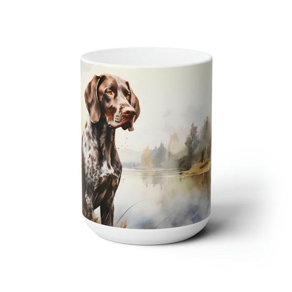 German Shorthaired Pointer Coffee Mug, Watercolor GSP Coffee Mug, Gift Idea, Dog Art, Dog Art Mug, Coffee Lovers Gift, Dog Coffee Mug