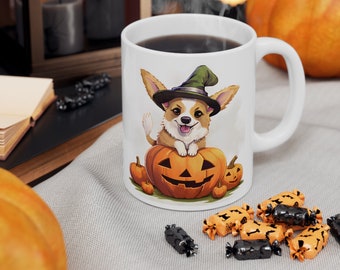 Halloween Corgi Coffee Mug, Dog Lover Gift, Gift Idea, Gift For Dog Dad, Gift for Dog Mom, Dog Mug, Corgi coffee cup, Dog Art, Dog Art Cup