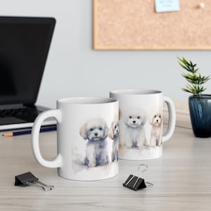 Watercolor Maltese Coffee Mug, Dog Lover Gift, Gift Idea, Gift For Dog Dad, Gift for Dog Mom, Dog Mug, Maltese coffee cup, Dog Art, Dog Cup