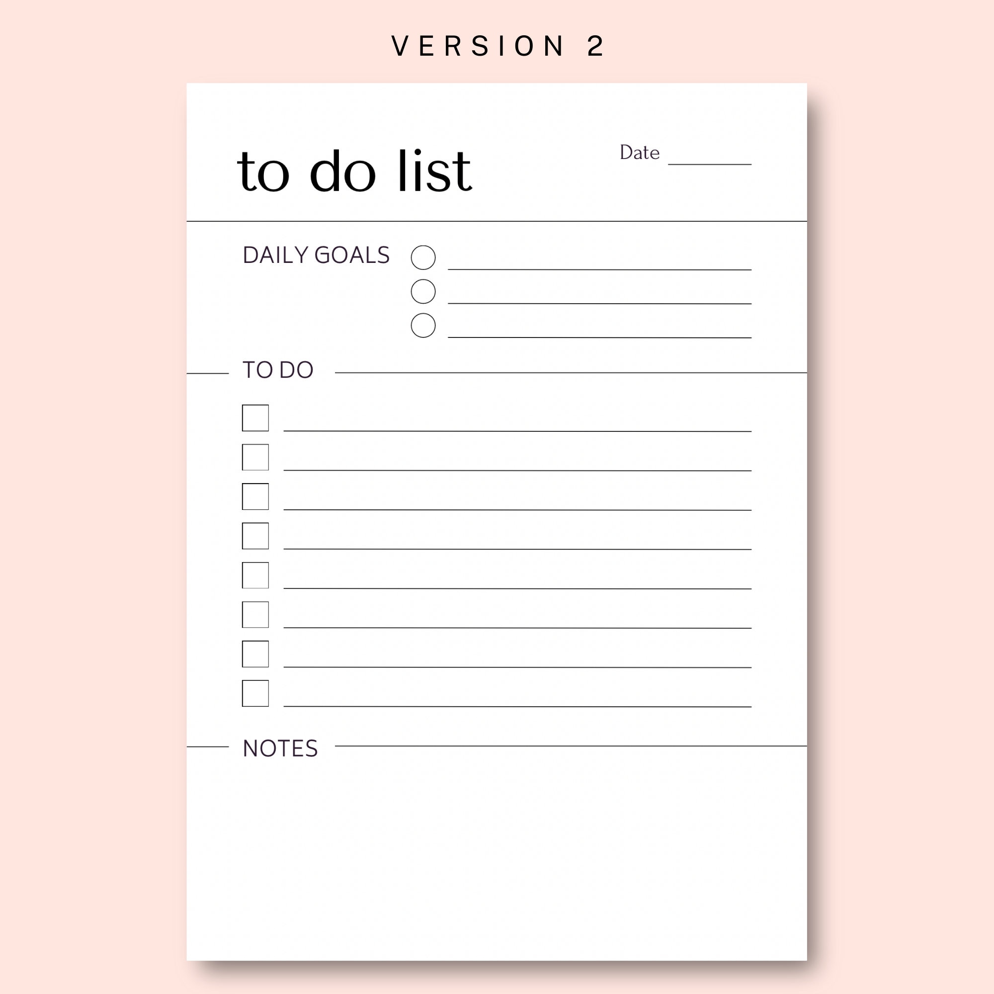 Minimal to Do List Printable Simple Tasks List Template Productivity