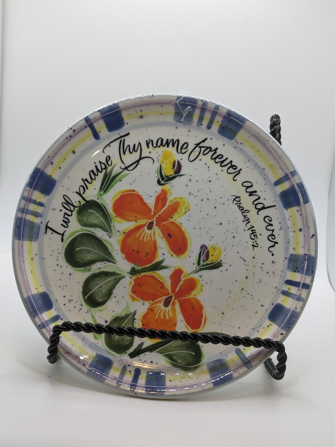 Julie Ueland Enesco Floral Plate Bible Scripture 7.25" - Etsy