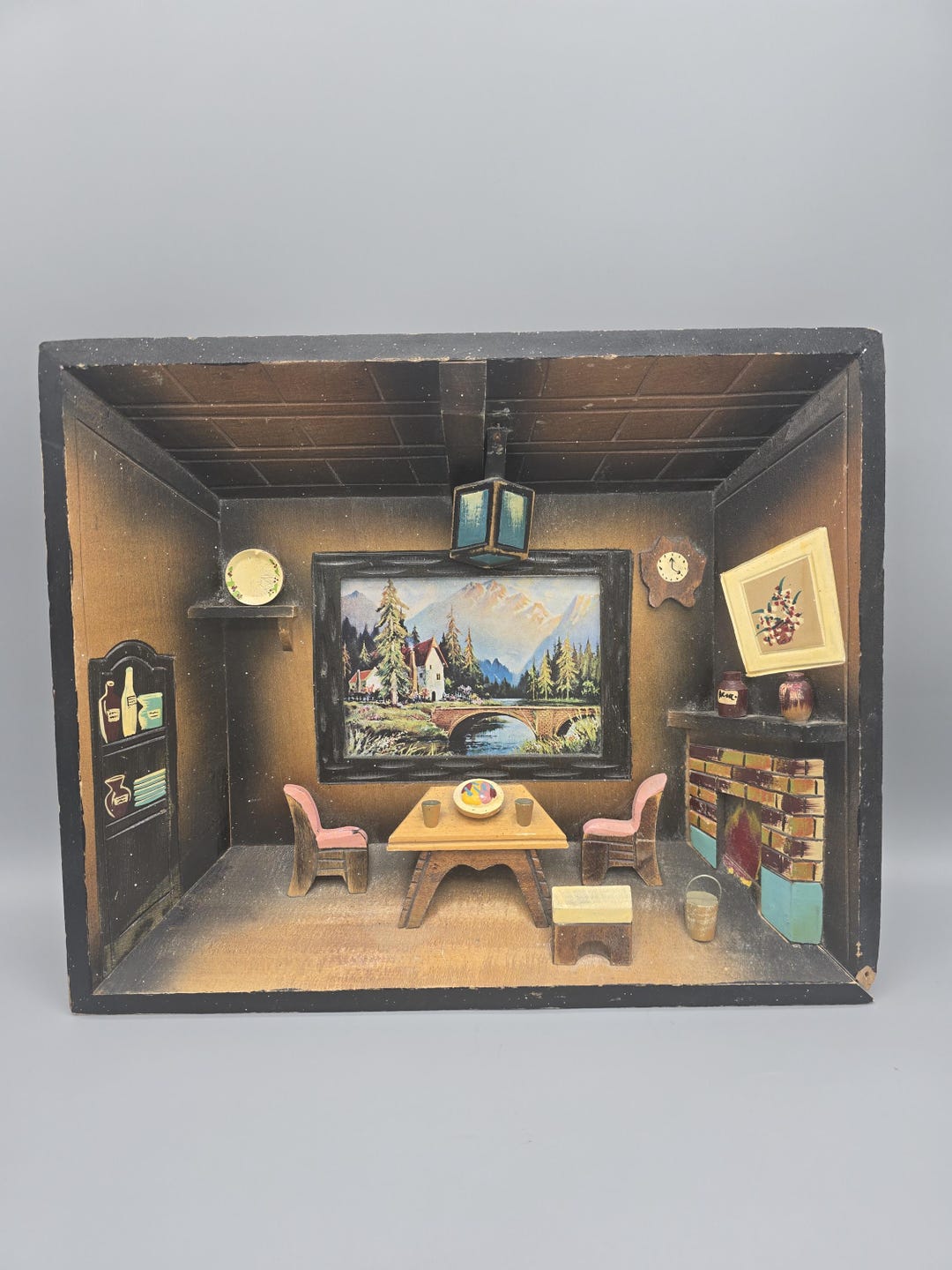 Vintage 3D Wood Carved Shadow Box Diorama - Etsy