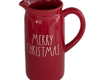 Rae Dunn Merry Christmas Red Pitcher Holiday Home Decor Cadeau Nieuw